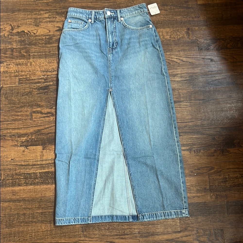 Free People Blue Midi Skirt